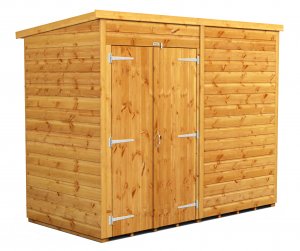 Power 8x4 Pent Garden Shed - Windowless / Double Door